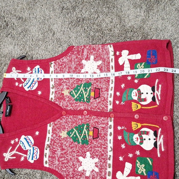 Vintage In Resource Christmas v-neck vest embroidered beaded sequins - S - Picture 6 of 6